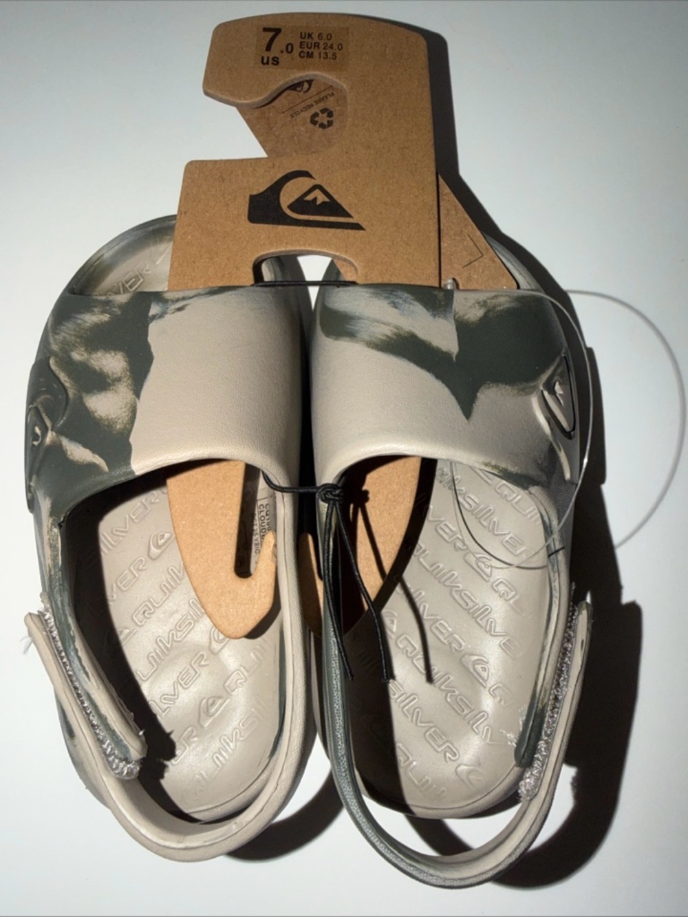 Quicksilver Baby Toddler Slide on Camo Shoes Sandals Size 7 Army Green Water